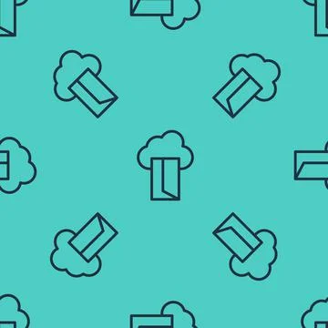 Black line Cloud database icon isolated seamless pattern on green background Illustrazione stock