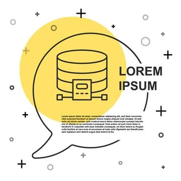 Black line Cloud database icon isolated on white background. Cloud computing Illustrazione stock