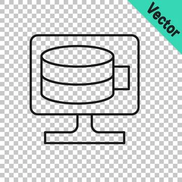 Black line Cloud database icon isolated on transparent background. Cloud Stock Illustration