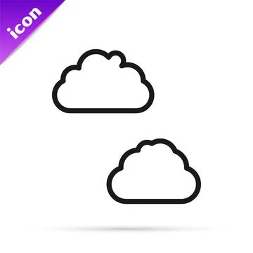 Black line Cloud icon isolated on white background. Vector Illustrazione stock