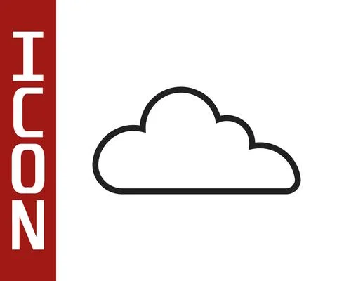 Black line Cloud icon isolated on white background. Vector Stockillustratie