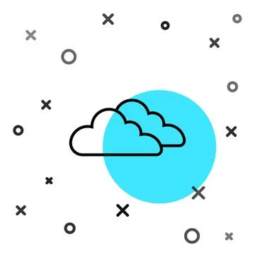 Black line Cloud icon isolated on white background. Random dynamic shapes 스톡 일러스트