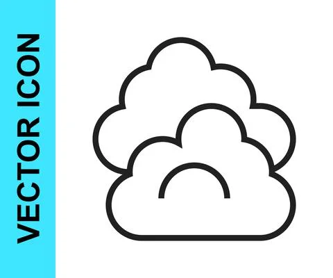 Black line Cloud icon isolated on white background. Vector Stock Illustration