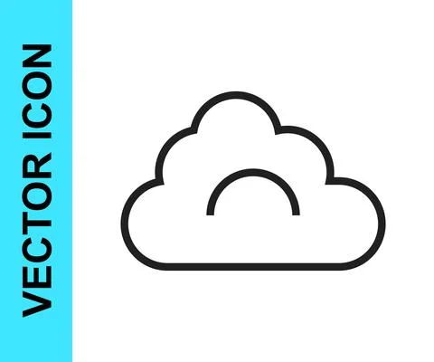 Black line Cloud icon isolated on white background. Vector 스톡 일러스트