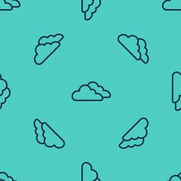 Black line Cloud icon isolated seamless pattern on green background. Vector Illustrazione stock