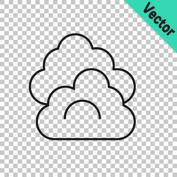 Black line Cloud icon isolated on transparent background. Vector Ilustración de archivo