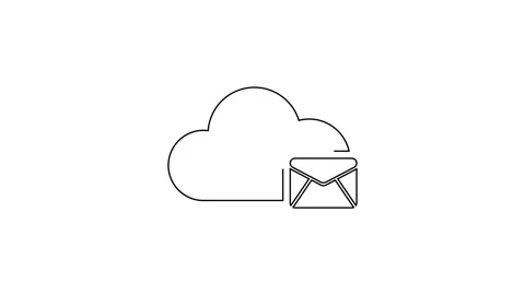 Black line Cloud mail server icon isolated on white background. Cloud server Stock Footage 160221485