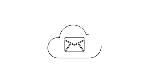 Black line Cloud mail server icon isolated on white background. Cloud server Stock Footage 160221490