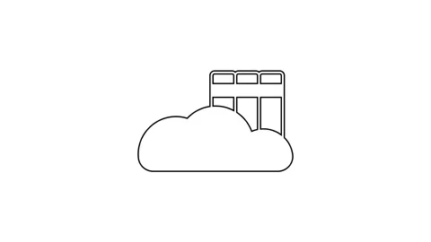 Black line Cloud or online library icon isolated on white background. Internet Stock Footage 167509694