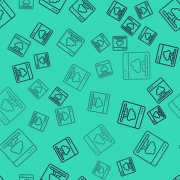 Black line Cloud technology data transfer and storage icon isolated seamless Stock Illustration