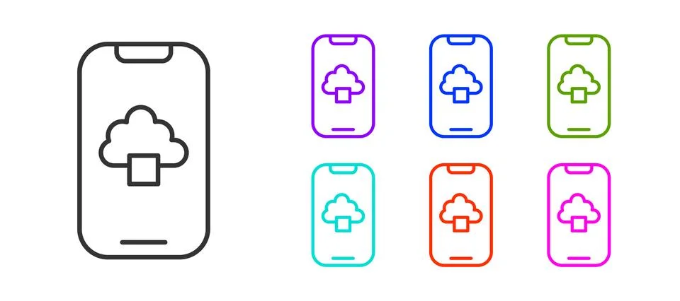 Black line Cloud technology data transfer and storage icon isolated on whit.. 스톡 일러스트