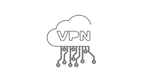 Black line Cloud VPN interface icon isolated on white background. Software Stock Footage 160223285