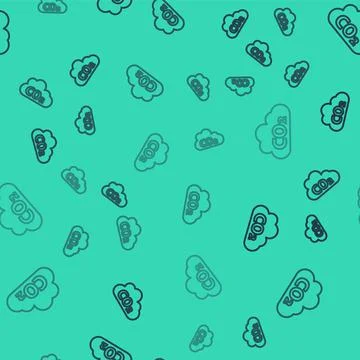 Black line CO2 emissions in cloud icon isolated seamless pattern on green Stock Illustration