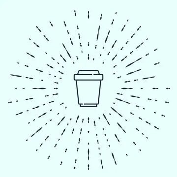 Black line Coffee cup to go icon isolated on grey background. Abstract circle Stock Illustration
