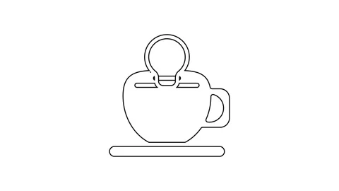 Black line Coffee cup with skull icon isolated on white background. 4K Video Stock Footage 167861828