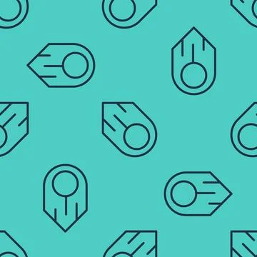 Black line Comet falling down fast icon isolated seamless pattern on green .. Stock Illustration