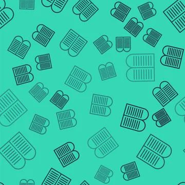 Black line The commandments icon isolated seamless pattern on green background Stock Illustration