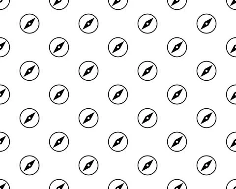 Black line Compass icon isolated seamless pattern on white background. Windro 스톡 일러스트