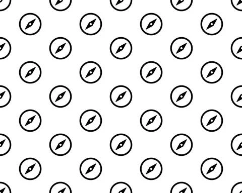 Black line Compass icon isolated seamless pattern on white background. Windro Illustrazione stock