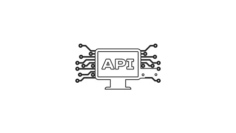 Black line Computer api interface icon isolated on white background. Application Stock Footage 160222423