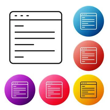 Black line Computer api interface icon isolated on white background. Application Stockillustratie