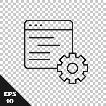 Black line Computer api interface icon isolated on transparent background Stock Illustration