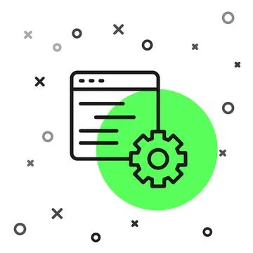 Black line Computer api interface icon isolated on white background. Application Stock Illustration