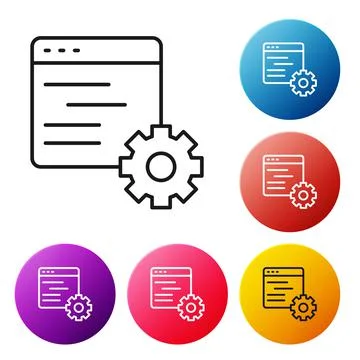 Black line Computer api interface icon isolated on white background. Application 스톡 일러스트