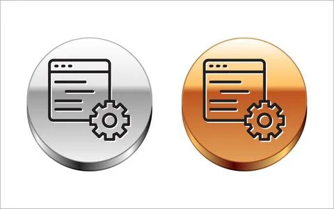 Black line Computer api interface icon isolated on white background. Application Stockillustratie