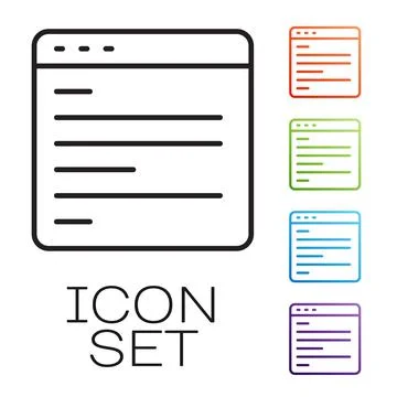 Black line Computer api interface icon isolated on white background. Application Stockillustratie