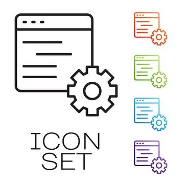 Black line Computer api interface icon isolated on white background. Application 스톡 일러스트