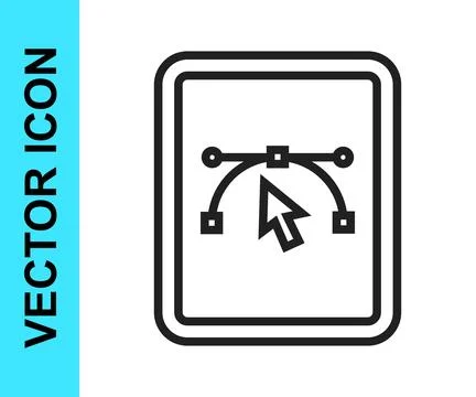 Black line Computer display with vector design program icon isolated on iso.. Stock Illustration