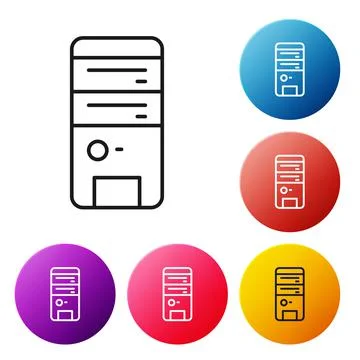 Black line Computer icon isolated on white background. PC component sign. Set 스톡 일러스트