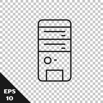 Black line Computer icon isolated on transparent background. PC component sign Stock-Illustration