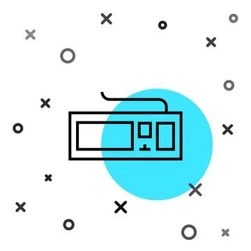 Black line Computer keyboard icon isolated on white background. PC component Stock-Illustration