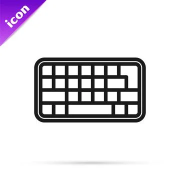 Black line Computer keyboard icon isolated on white background. PC component Illustrazione stock