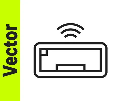 Black line Computer keyboard icon isolated on white background. PC component Illustrazione stock