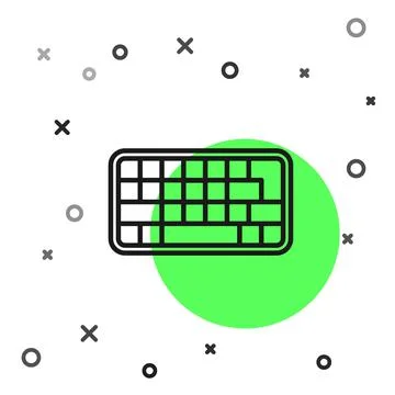 Black line Computer keyboard icon isolated on white background. PC component Stock-Illustration