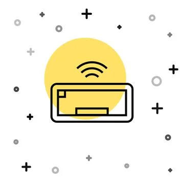 Black line Computer keyboard icon isolated on white background. PC component Stock-Illustration