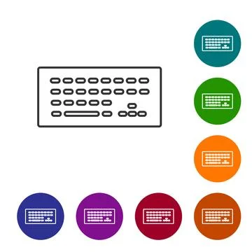 Black line Computer keyboard icon isolated on white background. PC component  Stock-Illustration
