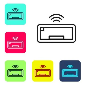 Black line Computer keyboard icon isolated on white background. PC componen.. イラスト素材