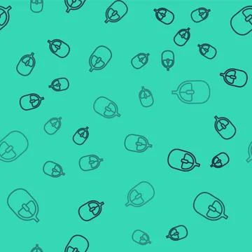 Black line Computer mouse icon isolated seamless pattern on green background イラスト素材