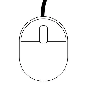 Black line computer mouse , vector illustration Stock Illustration