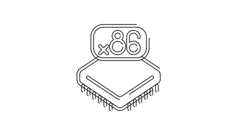 Black line Computer processor with microcircuits CPU icon isolated on white Stock Footage 155481502