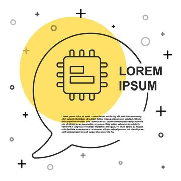 Black line Computer processor with microcircuits CPU icon isolated on white イラスト素材