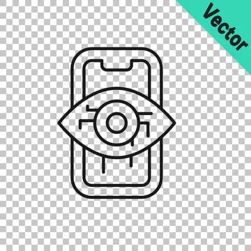 Black line Computer vision icon isolated on transparent background. Technical Stock Illustration