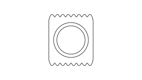 Black line Condom in package icon isolated on white background. Safe love symbol 動画素材 225866677