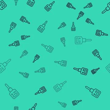 Black line Construction jackhammer icon isolated seamless pattern on green 스톡 일러스트