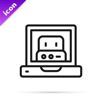 Black line Creating robot icon isolated on white background. Artificial Stock Illustration