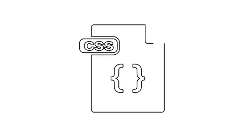 Black line CSS file document. Download css button icon isolated on white Stock Footage 160225892